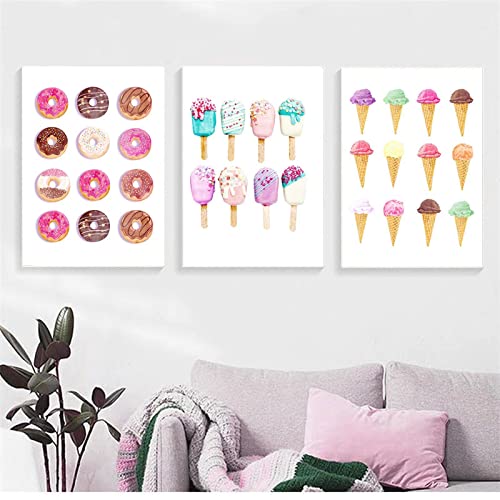 NETIVA bilder Bunte Donut Eiscreme Bilder Kinderzimmer Wandkunst Leinwand Poster Drucke Cartoon Malerei Dekoration Bild Nordic Baby Kinder Schlafzimmer Dekor/kein Rahmen von NETIVA