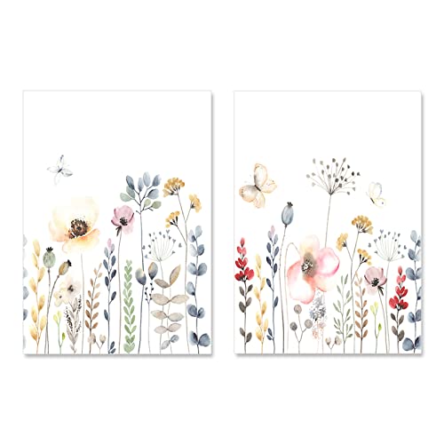 NETIVA bilder Nordic Aquarell Blumen Bunte Blätter Pflanzen Boho Poster Wandkunst Leinwand Malerei Druckbilder Wohnzimmer Inneneinrichtung Wohnkultur-30X40Cmx2 Kein Rahmen von NETIVA