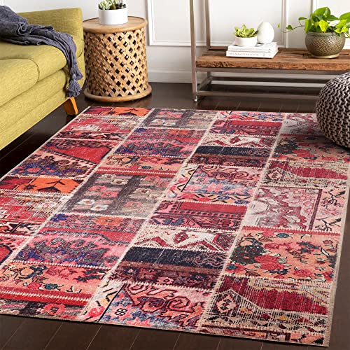 NETLINE HOME | Waschbarer Teppich | Kurzflor Teppich, rutschfest und Flauschig | Teppich Läufer Flur, Weich Läufer und Leicht zu Reinigen | Rechteck Teppich (Rot, 160X230 cm) von NETLINE HOME