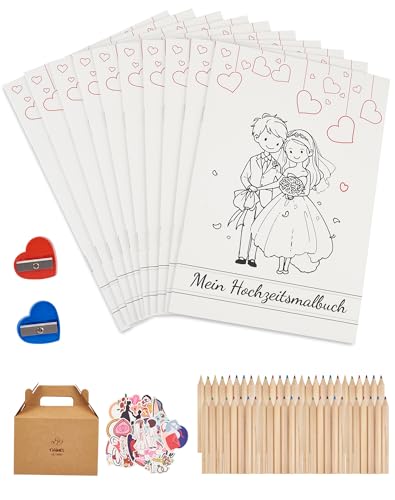 Hochzeitsmalbuch Kinder Malbuch Hochzeit für Kinder 10er Set Ausmalbuch Hochzeit mit Buntstiften & Aufkleber, Kindermalbuch Hochzeit Kinder Beschäftigung Spiele Gastgeschenke Hochzeit Kinder Hochzeitsmalbuch Kinder Malbuch Hochzeit für Kinder 10er Set Ausmalbuch Hochzeit mit Buntstiften & Aufkleber, Kindermalbuch Hochzeit Kinder Beschäftigung Spiele Gastgeschenke Hochzeit Kinder von NETONDA