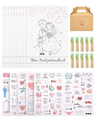 Hochzeitsmalbuch Kinder Malbuch Hochzeit für Kinder 10er Set Ausmalbuch Hochzeit mit Buntstiften & Aufkleber, Kindermalbuch Hochzeit Kinder Beschäftigung Spiele Gastgeschenke Hochzeit Kinder Hochzeitsmalbuch Kinder Malbuch Hochzeit für Kinder 10er Set Ausmalbuch Hochzeit mit Buntstiften & Aufkleber, Kindermalbuch Hochzeit Kinder Beschäftigung Spiele Gastgeschenke Hochzeit Kinder von NETONDA
