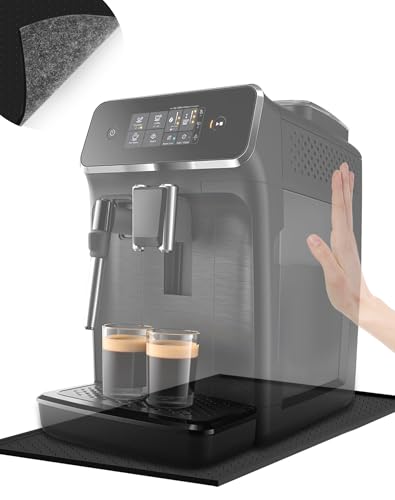 Unterlage Kaffeemaschine Silikonmatte Kaffeevollautomat Matte 48x30cm GleitMatte für De Longhi Magnifica Philips LatteGo Anti-Rustch Wasserdicht Airfryer Unterlage mit Filz und Rand, Schwarz von NETONDA