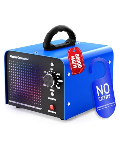 Ozongenerator 60000mg/Std Ozongerät Ozonator O3 Ozone Generator mit 120Min Timer bis zu 400㎡ Ozon Luftreiniger für Auto Wohnung Raum Rauch Haustier-, Küchengerüche Geruchskiller Geruchsneutralisierer von NETONDA