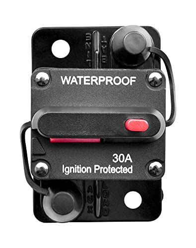 Schutzschalter 30A,DC12-48V Auto-Leitungs Schutzschalter,Wasserdicht Kfz Sicherung Leistungsschutzschalter mit Manuellem Reset-Sicherungshalter für Motor Auto Marine Boat Bike Stereo Audio von NETONDA
