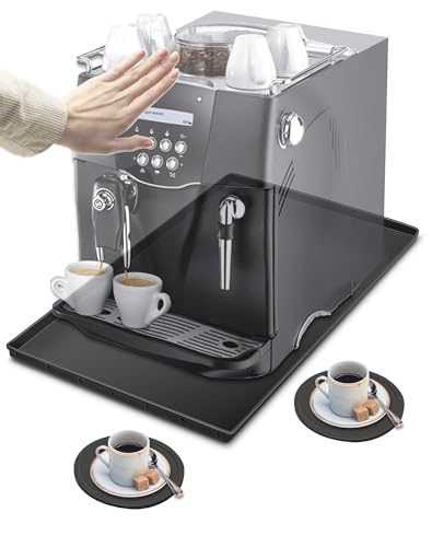 Unterlage Kaffeemaschine 47 x 29 cm Silikonmatte Kaffeematte Unterlage Kaffeevollautomat Coffee Mat kompatibel mit De Longhi Magnifica Philips LatteGo usw. Kaffeebar Zubehör mit Untersetzer von NTONDA von NETONDA