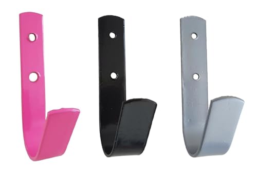 NETPROSHOP 1 Stück Wandhaken Metall für Halfter und Trensen Schwarz, Silber oder Pink, Farbe:Schwarz von NETPROSHOP