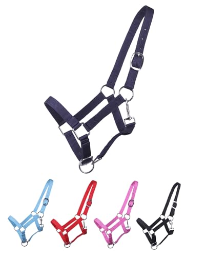 NETPROSHOP 2-Fach verstellbares Halfter für Jährlinge, verstellbar an Nasen- und Kopfstück, Farbe:Dunkelblau von NETPROSHOP