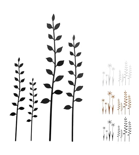 NETPROSHOP 4er Set Blumen oder Zweige zum Stecken Gartenstecker Metall Höhe ca. 15-30 cm, Farbe:Schwarz, Auswahl:Zweige von NETPROSHOP