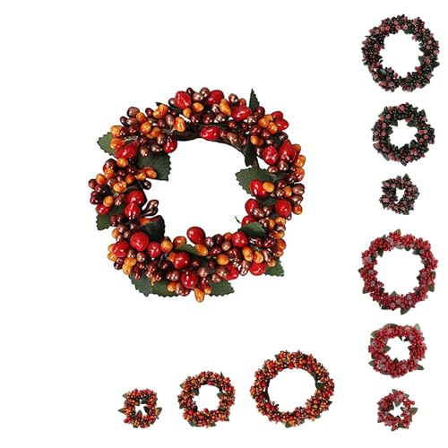 NETPROSHOP Beerenkranz Türkranz mit roten Beeren und Blättern Fensterkranz DM ca.8-15cm, Farbe:Bunt, Auswahl:D 11 cm von NETPROSHOP