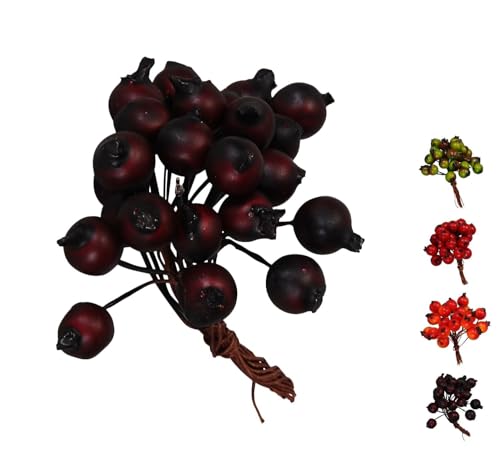 NETPROSHOP Beerenpick bestehend aus 1 Bündel mit 24 Beeren Länge 9 cm Beerenzweig Farbwahl, Farbe:Dunkelrot von NETPROSHOP