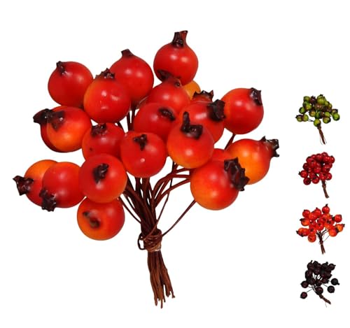 NETPROSHOP Beerenpick bestehend aus 1 Bündel mit 24 Beeren Länge 9 cm Beerenzweig Farbwahl, Farbe:Orange von NETPROSHOP