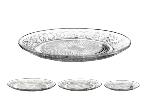 NETPROSHOP Deko Glasteller mit feinem Muster transparent Durchmesser ca. 20/25/29 cm, Auswahl:D 20 cm von NETPROSHOP