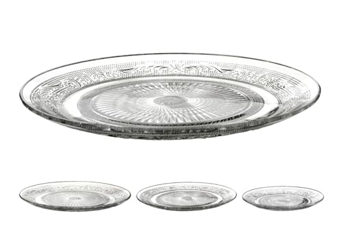 NETPROSHOP Deko Glasteller mit feinem Muster transparent Durchmesser ca. 20/25/29 cm, Auswahl:D 25 cm von NETPROSHOP