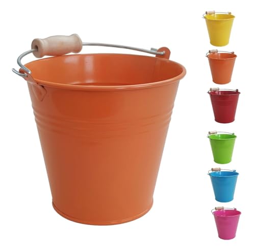 NETPROSHOP Deko Metall Eimer 11,5 x 10,5 cm Geriffelt mit Henkel und Holzgriff Farbwahl, Farbe:Orange NETPROSHOP Deko Metall Eimer 11,5 x 10,5 cm Geriffelt mit Henkel und Holzgriff Farbwahl, Farbe:Orange von NETPROSHOP