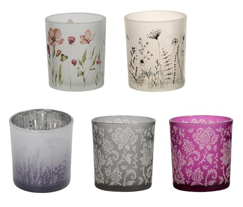 NETPROSHOP Glas Windlicht Teelichthalter ca. 7 x 8 cm mit Blumen Ornamenten, Farbe:Mohnblumen NETPROSHOP Glas Windlicht Teelichthalter ca. 7 x 8 cm mit Blumen Ornamenten, Farbe:Mohnblumen von NETPROSHOP