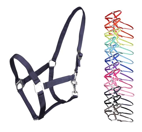 NETPROSHOP Halfter ODER Führstrick Einfarbig für Ihre Lieblinge Mini Shetty bis XL Full, Groesse:XL Full, Farbe:Dunkelblau von NETPROSHOP