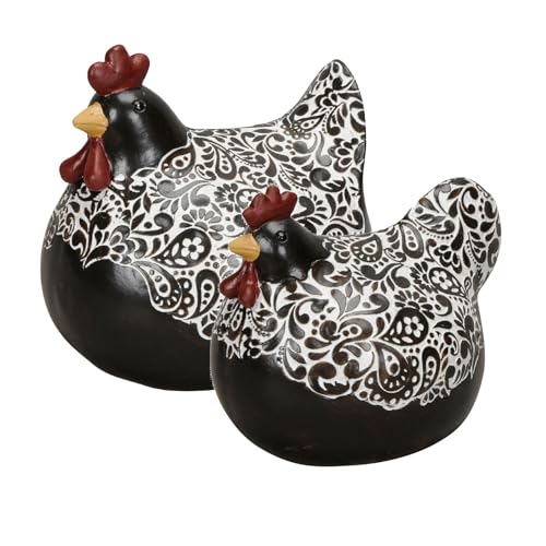 NETPROSHOP Huhn Henne Dekofigur Gartenfigur Schwarz-Weiss Höhe 13-15,5 cm Polyresin, Auswahl:13 cm von NETPROSHOP