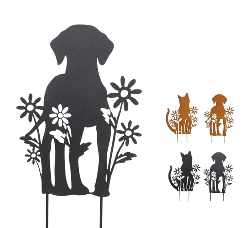 NETPROSHOP Hund o. Katze zum Stecken in Rost o. Schwarz Gartenstecker Metall Höhe ca. 25 cm, Farbe:Schwarz, Auswahl:Hund NETPROSHOP Hund o. Katze zum Stecken in Rost o. Schwarz Gartenstecker Metall Höhe ca. 25 cm, Farbe:Schwarz, Auswahl:Hund von NETPROSHOP