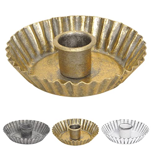 NETPROSHOP Kerzenhalter 'Cupcake' für Stabkerzen und Tafelkerze ca. H3cmxDM10 cm, Farbe:Gold Antik von NETPROSHOP
