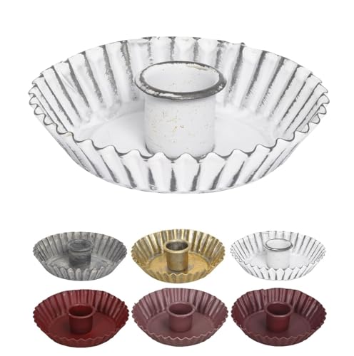 NETPROSHOP Kerzenhalter Cupcake für Stabkerzen und Tafelkerze ca. Höhe 3cm x Durchmesser 10 cm, Farbe:Weiss Antik von NETPROSHOP
