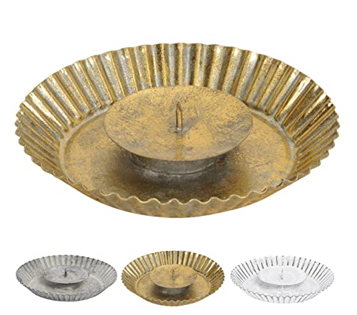 NETPROSHOP Kerzenhalter 'Cupcake' für Stumpenkerzen H3,5cm x DM 15cm Metall Kerzenständer, Farbe:Gold Antik von NETPROSHOP