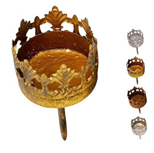 NETPROSHOP Kerzenhalter für Gestecke und Kränze Teelichthalter Metall, Antik-Finish, Farbe:Gold Antik, Auswahl:4 cm von NETPROSHOP