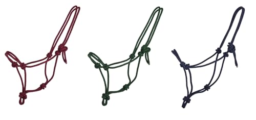 NETPROSHOP Knotenhalfter Pferdehalfter Bordeaux, blau oder grün, Gr. Mini Shetty bis XL Full, Groesse:Mini Shetty, Farbe:Dunkelblau von NETPROSHOP