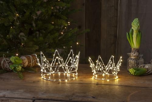 NETPROSHOP LED Dekokrone Crown Lichterkette DM 16 und 22 cm Batteriebetrieben Timer Indoor, Auswahl:22 cm von NETPROSHOP