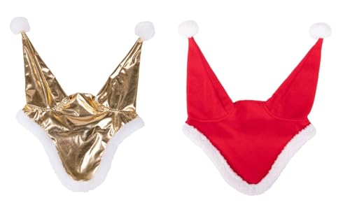 netproshop Pferde Winter-Weihnachtsmütze Ohrhaube Santa Rot oder Gold, Groesse:Pony, Farbe:Rot von NETPROSHOP
