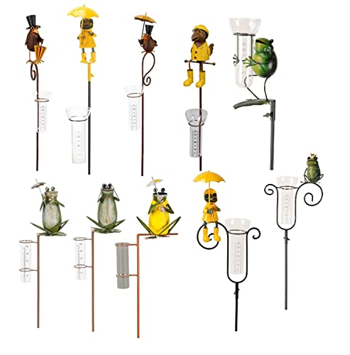 NETPROSHOP Regenmesser Rabe oder Frosch am Stab H: ca. 120 cm aus Metall u. Glas, Auswahl:Frosch gelb von NETPROSHOP