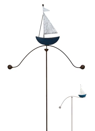 NETPROSHOP Segelboot Windspiel Wippe Gartenstecker Breite ca. 25/60 cm Höhe ca. 76/126cm, Farbe:Ruhige See von NETPROSHOP