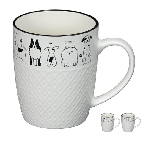NETPROSHOP Süße Kaffeebecher oder Teebecher mit Hunden oder Katzen verziert DM 8,5 x Höhe 10,5 cm, Farbe:Hund von NETPROSHOP