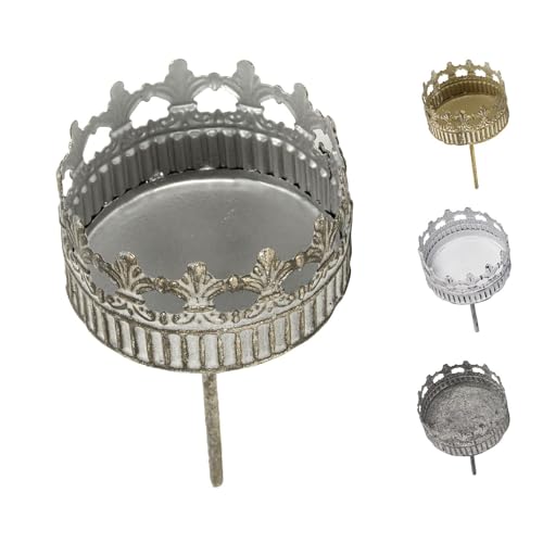 NETPROSHOP Teelichthalter Kerzenhalter Krone Krönchen zum Stecken Durchmesser 7 cm, Farbe:Silber Antik, Auswahl:7 cm NETPROSHOP Teelichthalter Kerzenhalter Krone Krönchen zum Stecken Durchmesser 7 cm, Farbe:Silber Antik, Auswahl:7 cm von NETPROSHOP