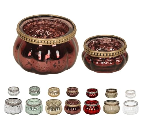 NETPROSHOP Teelichthalter Orientalisch Windlicht aus Glas mit Metalldekor, Farbe:Burgund, Auswahl:5.5 cm von NETPROSHOP