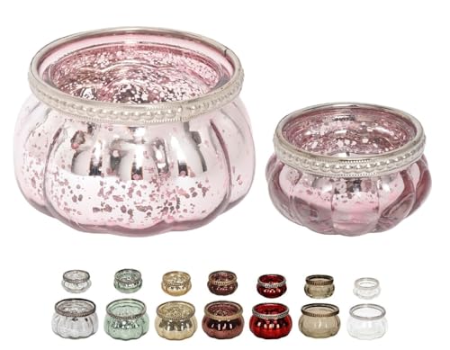 NETPROSHOP Teelichthalter Orientalisch Windlicht aus Glas mit Metalldekor, Farbe:Rosa, Auswahl:3.5 cm von NETPROSHOP