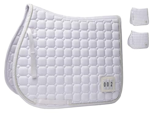 NETPROSHOP Turnier Schabracke Stockholm Dressur oder VS Weiss Gr. Pony oder Full mit Sichtfenster für Startnummer, Groesse:Pony, Farbe:Vielseitigkeit von NETPROSHOP