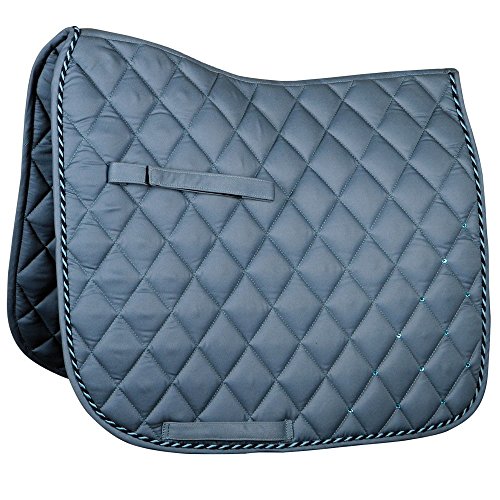 NETPROSHOP Vielseitigkeit Sattelunterlage Satteldecke Schabracke in Graublau mit Kristallsteinchen Cob oder Full, Groesse:Full, Farbe:Blaugrau von NETPROSHOP