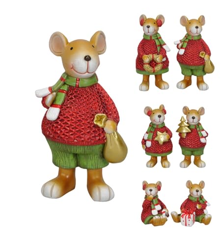 NETPROSHOP Weihnachtsmäuse Dekofiguren Mäusefamilie Höhe 7-13 cm Polyresin Deko Weihnachten, Farbe:Papa Maus von NETPROSHOP