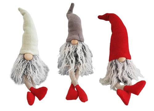 NETPROSHOP Wichtel Zwerg Santa Zipfelmütze, Sitzend ca. 20cm Hoch ca. 7 cm breit, Auswahl, Farbe:Rot, Auswahl:L von NETPROSHOP