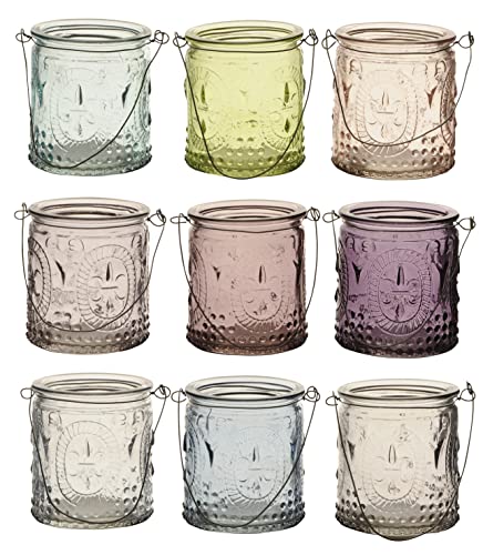 NETPROSHOP Windlicht zum Hängen oder Stellen Teelichthalter aus Glas Höhe 7cm x DM 6cm Farbwahl, Farbe:Dunkles Lila NETPROSHOP Windlicht zum Hängen oder Stellen Teelichthalter aus Glas Höhe 7cm x DM 6cm Farbwahl, Farbe:Dunkles Lila von NETPROSHOP