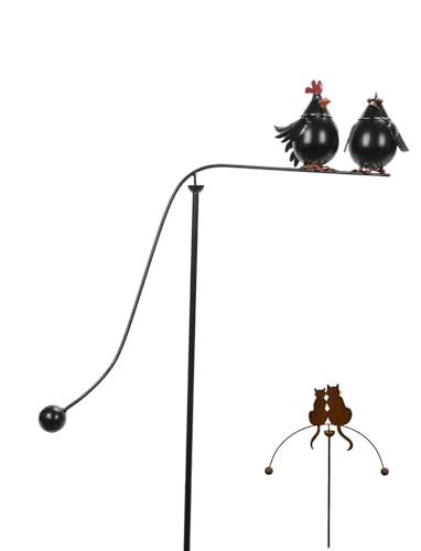NETPROSHOP Windspiel Beste Freunde Katze oder Huhn Gartenstecker B: 44/50cm H: 124/134cm, Farbe:Beste Freunde Huhn von NETPROSHOP