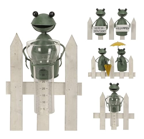 NETPROSHOP Zaunfigur Frosch Zaunhocker Frösche oder Regenmesser Metall Höhe ca. 16-20 cm, Auswahl:Regenmesser von NETPROSHOP