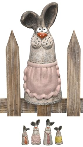 NETPROSHOP Zaunfigur Hase Zaunhocker Hasen aus Steingut Höhe ca. 17-23 cm, Auswahl:Liesel von NETPROSHOP