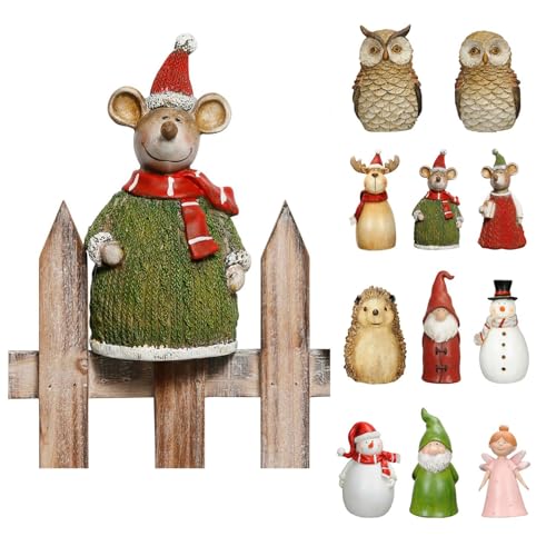 NETPROSHOP Zaunhocker Zaunfigur Elfe Zwerg Schneemann Elch u.v.m. aus Polyresin H: 16-20cm, Auswahl:Maus Gruen von NETPROSHOP