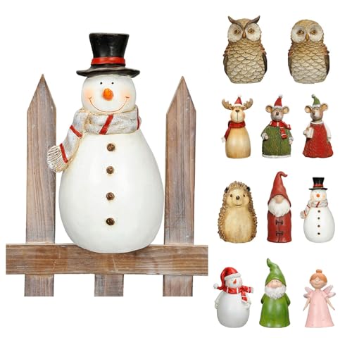 NETPROSHOP Zaunhocker Zaunfigur Elfe Zwerg Schneemann Elch u.v.m. aus Polyresin H: 16-20cm, Auswahl:Schneemann von NETPROSHOP