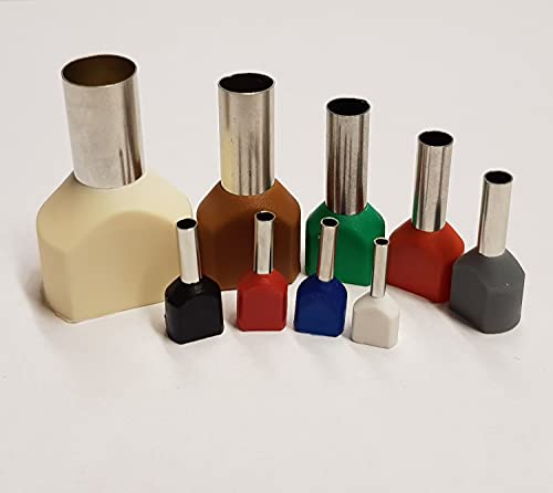 netproshop 100 x Aderendhülsen TWIN isoliert Querschnitt und Farbcode bitte wählen, Farbe:Weiss, Querschnitt:2x16.0 mm² - 100 Stueck von NETPROSHOP
