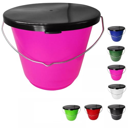 netproshop 12 Liter Eimer Groß mit schwarzem Deckel Lebensmittelecht mit Skala Futtereimer Haushaltseimer, Farbe:Pink netproshop 12 Liter Eimer Groß mit schwarzem Deckel Lebensmittelecht mit Skala Futtereimer Haushaltseimer, Farbe:Pink von NETPROSHOP