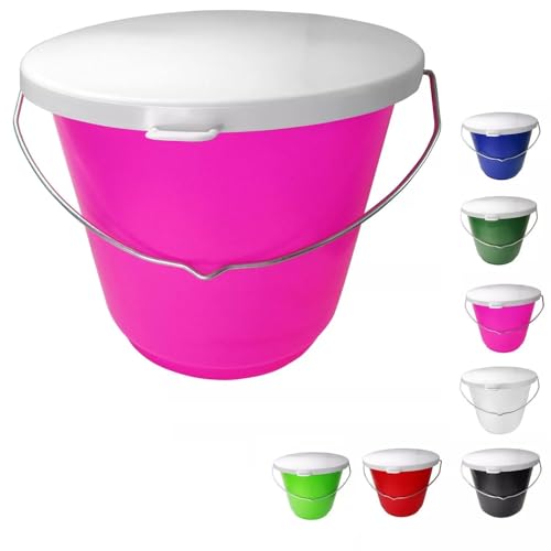 netproshop 12 Liter Eimer Groß mit weißem Deckel Lebensmittelecht mit Skala Futtereimer Haushaltseimer, Farbe:Pink netproshop 12 Liter Eimer Groß mit weißem Deckel Lebensmittelecht mit Skala Futtereimer Haushaltseimer, Farbe:Pink von NETPROSHOP