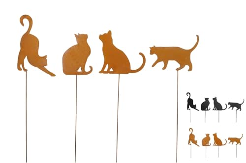 netproshop 4er Set Gartenstecker Katzen am Stab Rost oder Schwarz Metall Höhe ca. 35-40 cm, Farbe:Rost netproshop 4er Set Gartenstecker Katzen am Stab Rost oder Schwarz Metall Höhe ca. 35-40 cm, Farbe:Rost von NETPROSHOP