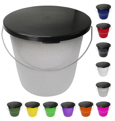 netproshop 5 Liter Eimer Klein mit schwarzem Deckel Lebensmittelecht mit Skala Futtereimer, Farbe:Grau netproshop 5 Liter Eimer Klein mit schwarzem Deckel Lebensmittelecht mit Skala Futtereimer, Farbe:Grau von NETPROSHOP